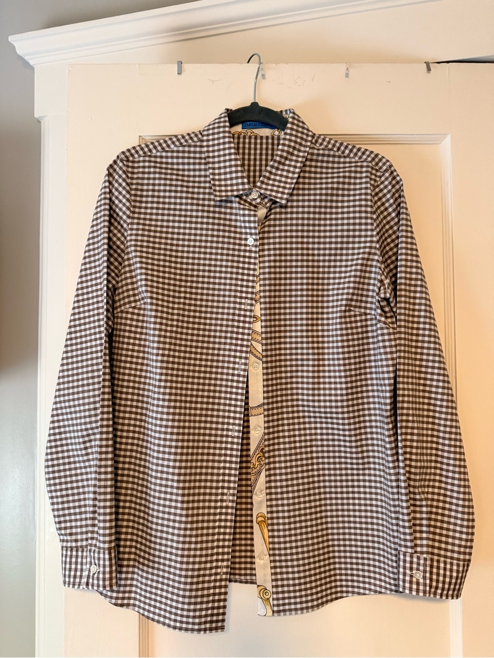 J.McLaughlin women’s Brown Gingham Button-Up Shirt